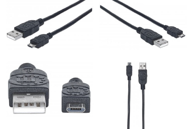 Cable Manhattan USB-A a MicroUSB B 3metros color negro