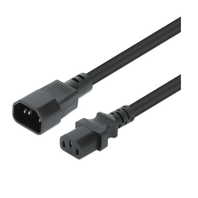 Cable Manhattan de corriente extension 1m C13 a C14 PDU PDU o UPS a un servidor switch sistema de almacenamiento negro.