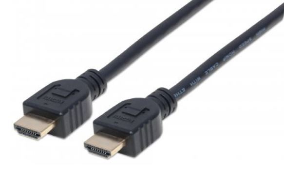 Cable Manhattan HDMI 1m 4K 60Hz 3D Blindado con Ethernet para pared protege contra potenciales riesgos de incendio Negro