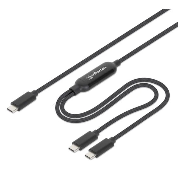 Cable Manhattan USB C con doble salida 100W 2m carga dos dispositivos desde un puerto