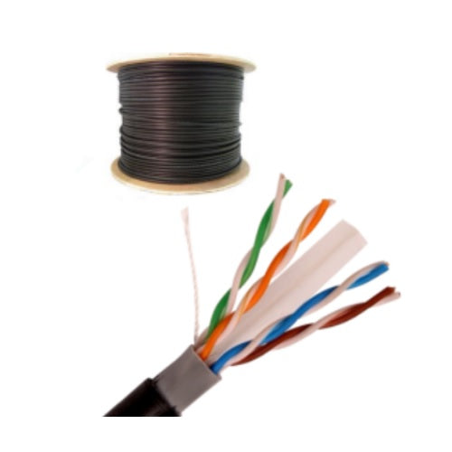 BOBINA SAXXON CABLE UTP CAT6 USO EXTERIOR COLOR NEGRO OUTPCAT6CCAEXT- CCA DE 305M DOBLE FORRO