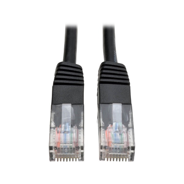 Cable patch UTP TrippLite N002-001-BK CAT 5E negro 30.48 cm (1 pie) PoE RJ45 M/M Moldeado 350 MHz