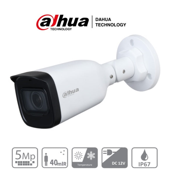 Camara Dahua HAC-B3A51N-Z bullet 5mpx lente 2.7 a 12 mm IR 40 m metalica exterior IP67