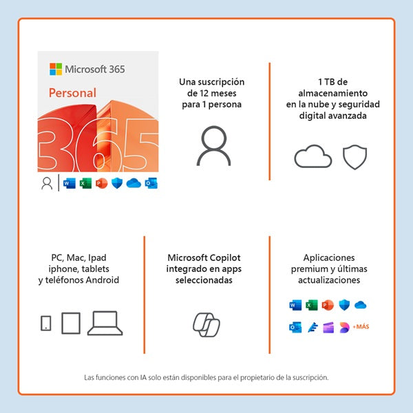 Microsoft 365 Personal ESD 32/64bits multilenguaje electronico (1año)