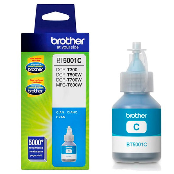 TINTA BROTHER BT5001C CYAN BOTE INKBENEFIT TANK T300/T500/T700/T800 RENDIMIENTO ULTRA (5 000 PAG)