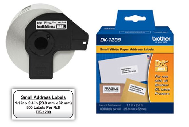 ETIQUETA BROTHER DK1209 PRECORTADA 1-1/7 X 2-3/7 QL-810 QL-800 (800 ET)
