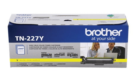 TONER BROTHER TN227Y AMARILLA GENUINE ALTO RENDIMIENTO (2 300 PAG) HL-L3210CW HL-L3230CDW HL-L3270CDW HL-L3290CDW MFC-L3710CW MFC-L3750CDW MFC-L3770CDW