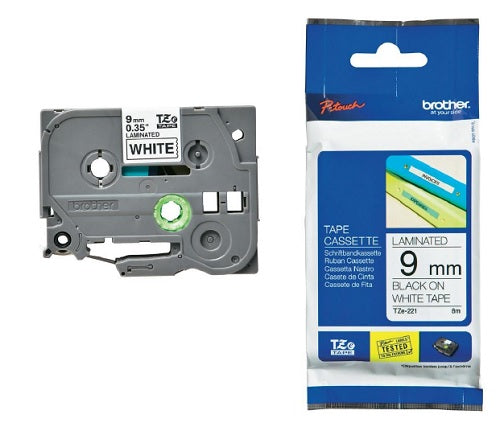 Cinta Brother TZE221 negro sobre blanco laminada para PT300 PT310B PT330 PT530 9mmX8m