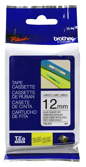 Cinta Brother TZE231 TZE231G negro sobre blanco laminada para PT300 PT310B PT330 PT530 12mmX8m