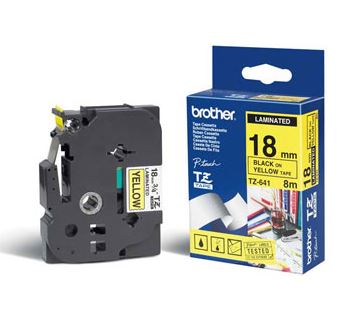 Cinta Brother TZE641TZE64G negro sobre amarillo PT300 PT300B PT310 PT310B 18mmX8m