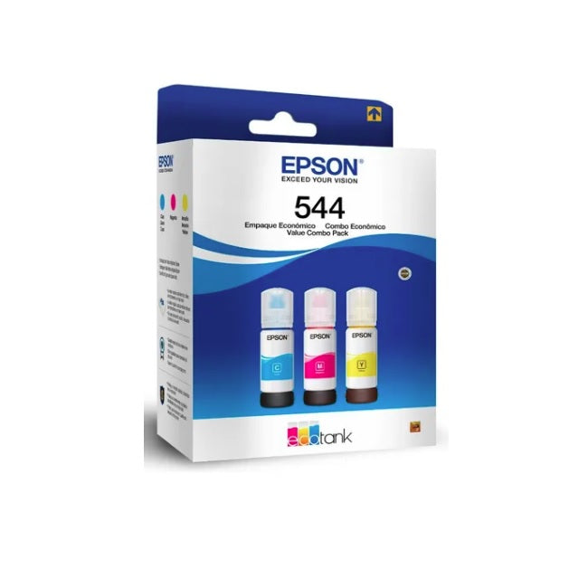 Tinta Epson 544 T544520-3P Pack 3 Piezas colores cian magenta amarillo bote L3250/L3210/L1250 7,500 paginas (c/u)