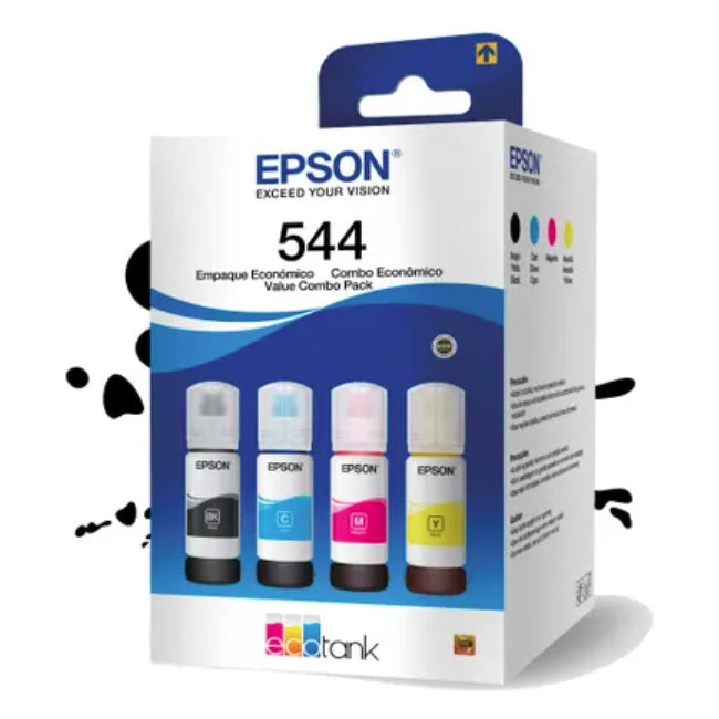Tinta Epson 544 T544520-4P Pack 4 Piezas negro cian magenta amarillo bote L3250/L3210/L1250 4,500 paginas (negro) / 7,500 paginas (colores)