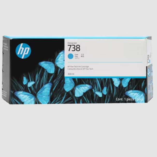 Tinta HP LF 738 676M6A Cian DesignJet T850 / T950 300ML