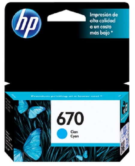 TINTA HP 670 CZ114AL CYAN DESKJET 3525/4615/4625/5525 (300 PAG)