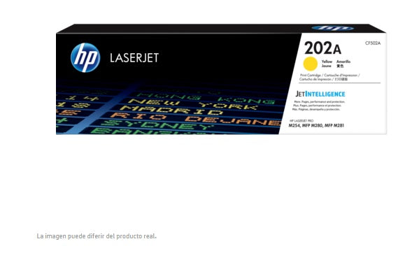 TONER HP 202A CF502A AMARILLO LASERJET PRO M254dw/M281fdw (1 300 PAG)