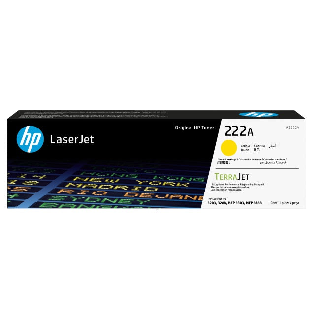 Toner HP 222A W2222A amarillo para Laserjet Pro MFP 3303 / MFP 3388 (1 200 paginas)