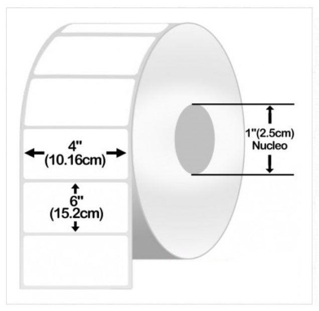 Etiqueta Zebra DT Transferencia Directa 4in X6in Z-Perform 2000D Centro 1in 1 Rollo 10010034 430/rollo