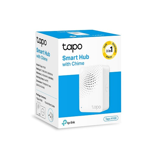 Smart hub TP-Link Tapo H100 Wi-Fi con alarma protocolo 868 / 922 MHz capacidad conexión hasta 64 equipos Tapo compatibles
