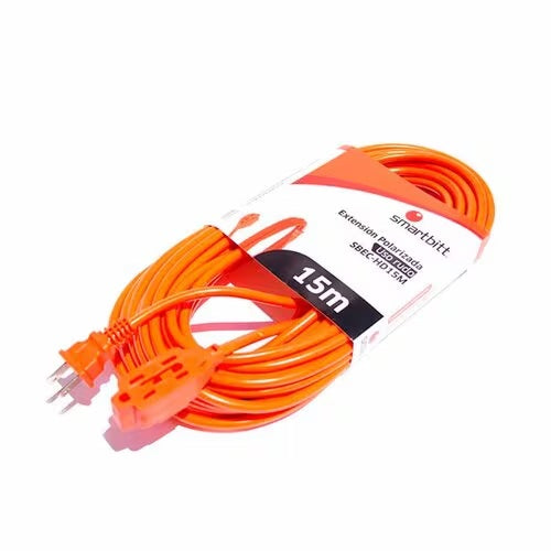 Cable de extensión de uso rudo Smartbitt SBEC-HD15M longitud 15 metros con 3 tomas polarizadas 125 VCA - 60 Hz calibre 16 AWG 13A