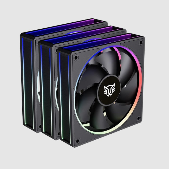 Ventidladores Balam Rush Eolox Bora EXB85 Azender 3pz Negro ARGB 600-1600 RPM 7 Aspas 120x120x25mm