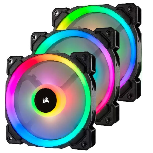 Ventilador Corsair LL120 RGB LED PWM con doble halo de luz de 120mm paquete 3*ventiladores Lighting Node PRO