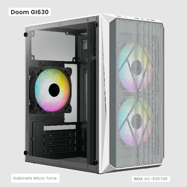 Gabinete Acteck Doom GI630 Blanco Fuente 500W Micro Torre con Cristal