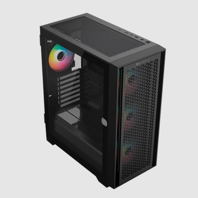 Gabinete Balam Rush Twin Mate 7000B Media torre negro cristal 4xVentiladores ARGB ATX sin fuente panel frontal intercambiable cristal/malla
