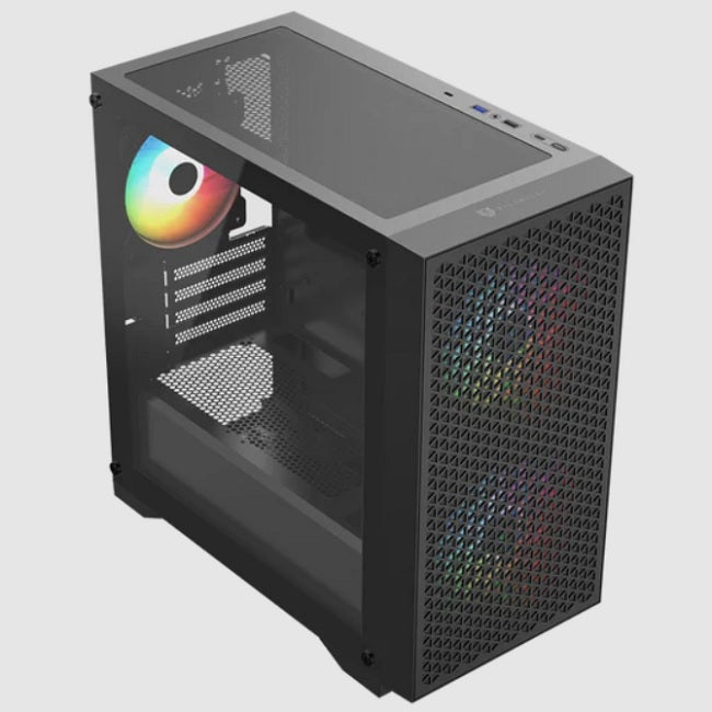 Gabinete Balam Rush Carbono Aircool 4000A Mini torre negro 3xVentiladores ARGB Micro ATX / Mini ITX sin fuente