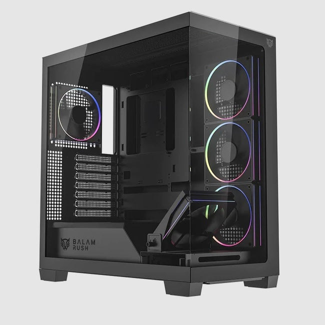 Gabinete Balam Rush Tank Polar 7900 Legend Negro media torre 5xVentiladores ARGB Cristal templado ATX