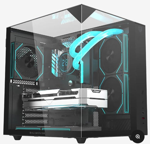 Gabinete Balam Rush Tank Majestic 6600 Media torre negro cristal 3xVentiladores ARGB ATX /Micro ATX/ Mini ITX sin fuente