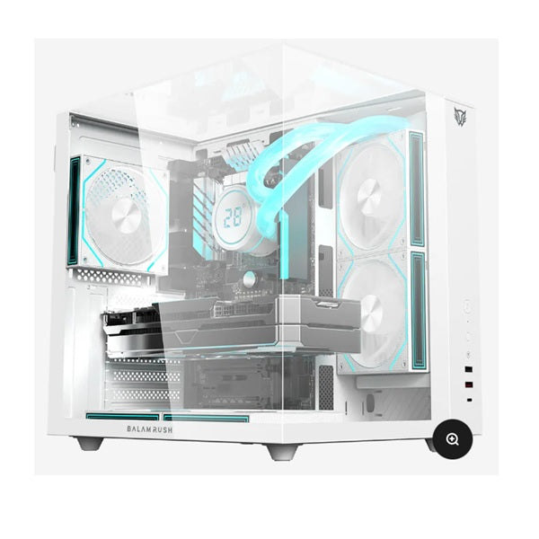 Gabinete Balam Rush Tank Majestic 6600 Media torre blanco cristal 3xVentiladores ARGB ATX /Micro ATX/ Mini ITX sin fuente