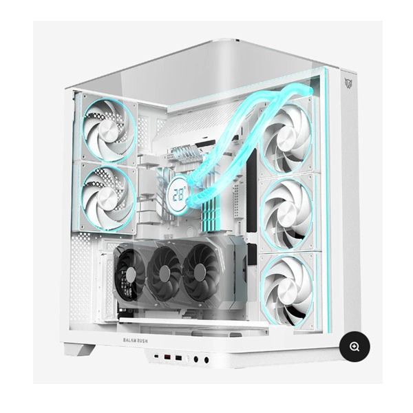 Gabinete Balam Rush Tank Expert Curve 7800 Media torre Blanco cristal panel curvo 5xVentiladores ARGB ATX /Micro ATX/ Mini ITX sin fuente