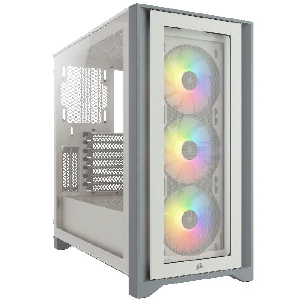 Gabinete Corsair ICUE 4000X RGB blanco cristal templado ATX semitorre 3*ventiladores RGB