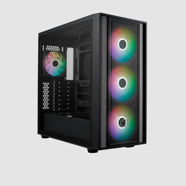 Gabinete Cooler Master MasterBox 600 Media torre Blanco cristal 4xVentiladores ARGB ITX / Micro ATX / ATX sin fuente