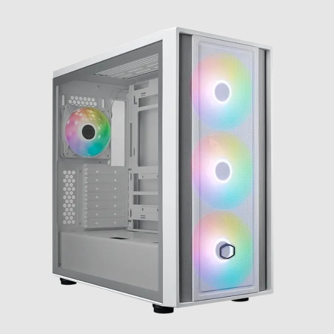 Gabinete Cooler Master MasterBox 600 Blanco Vidrio Templado 4xFan ARGB ITX / Micro ATX / ATX Media Torre
