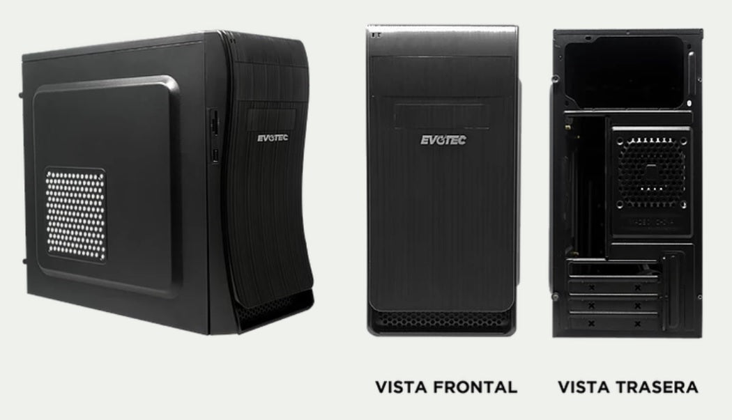 Gabinete Evotec bassu fuente 600w tarjeta mini-atx / micro-atx Negro