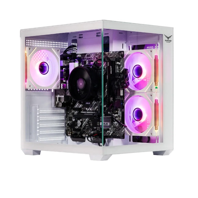 Gabinete Naceb gamer Mini-Tower con Micro-ATX/Mini-ITX USB 2.0/3.0 sin fuente 3 ventiladores Instalados color Blanco modelo NA0636B