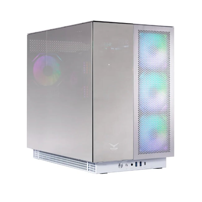 Gabinete gamer Naceb E-ATX de aluminio y cristal templado RGB 12x12 modelo NA-0640 color Blanco