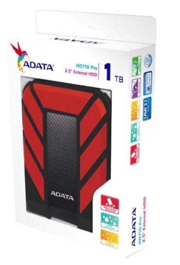 HD EXT 1 TB ADATA 2.5 USB 3.1 AHD710P-1TU31-CRD CONTRA AGUA Y GOLPES ROJO
