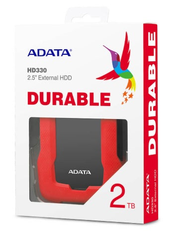 HD EXT 2 TB ADATA 2.5 USB 3.1 AHD330-2TU31-CRD CONTRA GOLPES ROJO