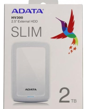 HD Ext 2 TB Adata 2.5 pulg USB 3.1 HV300 Slim Color Blanco AHV300-2TU31-CWH