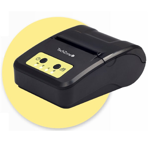 Miniprinter Termica Techzone POS Interfaz USB+Bluetooth Cortador Manual Velocidad 80mm/s Tamaño Papel 58mm ancho x 80mts largo Compatible con Android, Windows, macOS y Linux