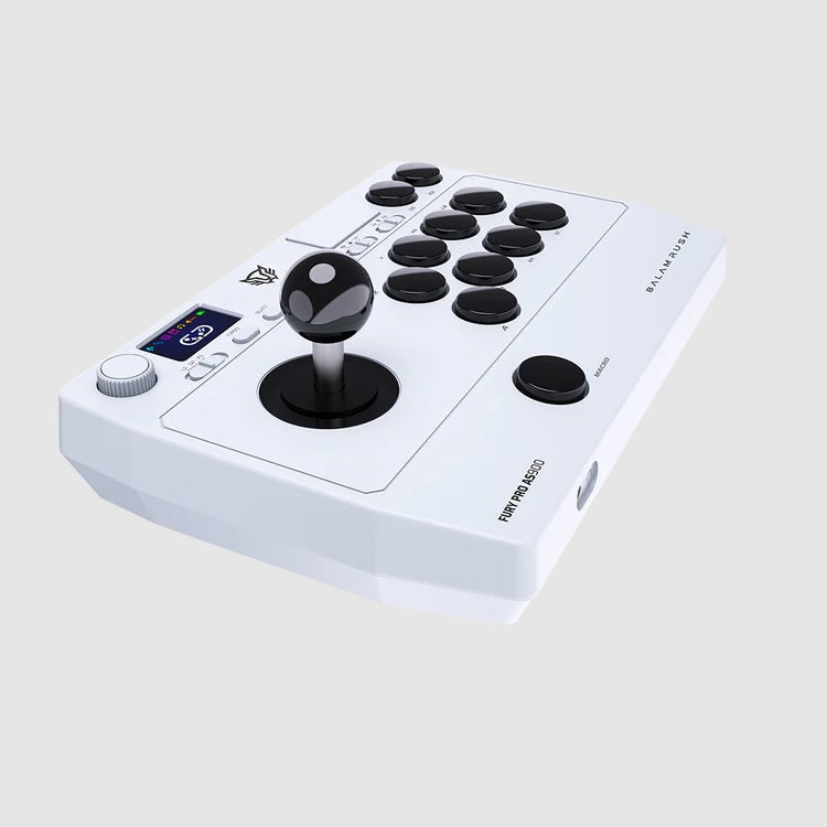Control Balam Rush Arcade Fury Pro AS900 Blanco negro compatible con PS4, PS3, Nintendo Switch, Android, iOS y PC Bluetooth 5.0 o cable
