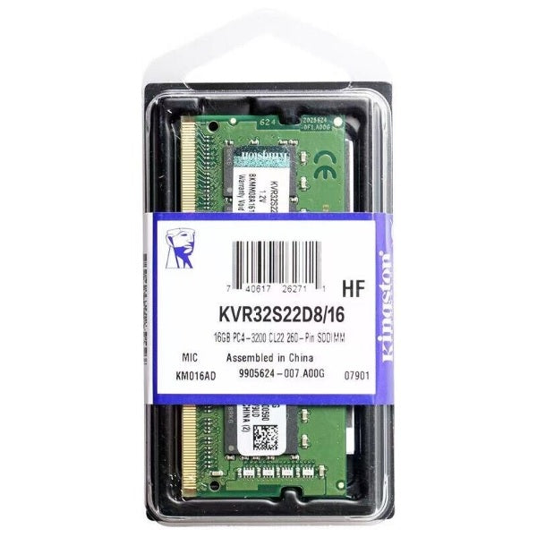 Sodimm Kingston 16GB DDR4 3200Mhz Non-ECC CL22 2RX8 KVR32S22D8/16