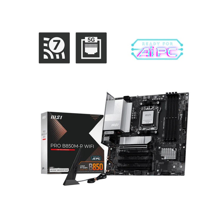 Tarjeta Madre MSI PRO B850M-P WIFI Socket AM5 4xDDR5 1xHDMI 256GB MicroATX
