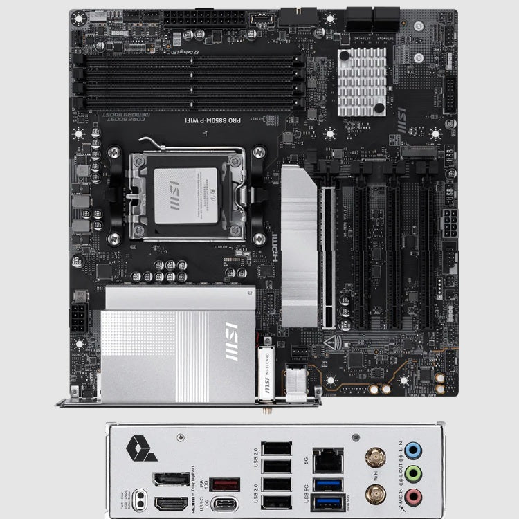 Tarjeta Madre MSI PRO B850M-P WIFI Socket AM5 4xDDR5 1xHDMI 256GB MicroATX