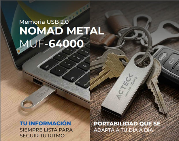 Memoria Acteck 64GB USB 2.0 Nomad Metal MUF-6400
