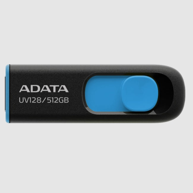 Memoria ADATA 512GB USB 3.2 UV128 negro con azul AUV128-512G-RBE