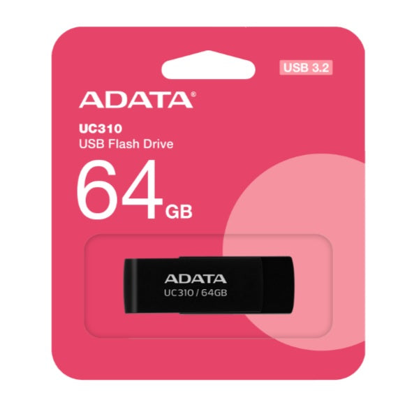 Memoria ADATA 64GB USB UC310 3.2 Negro lectura 100MB/s UC310-64G-RBK