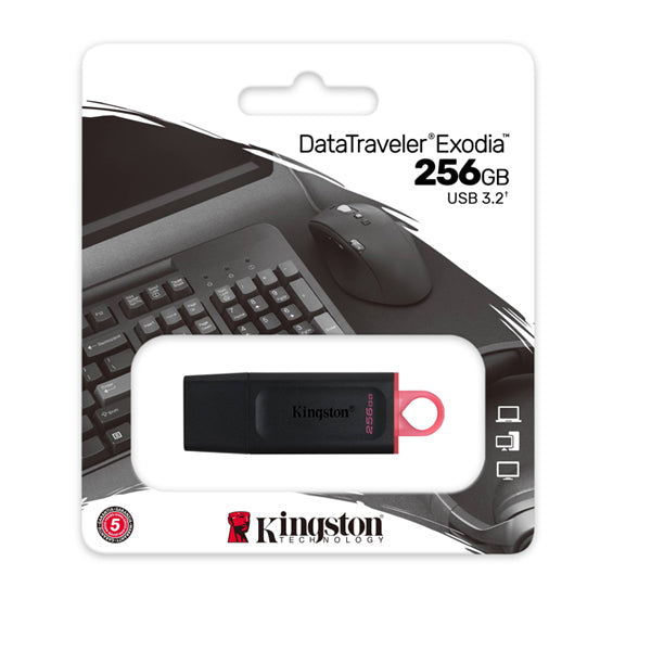 MEMORIA KINGSTON 256GB USB 3.2 NEGRO/ROSA GEN 1 DATATRAVEL EXODIA DTX/256GB